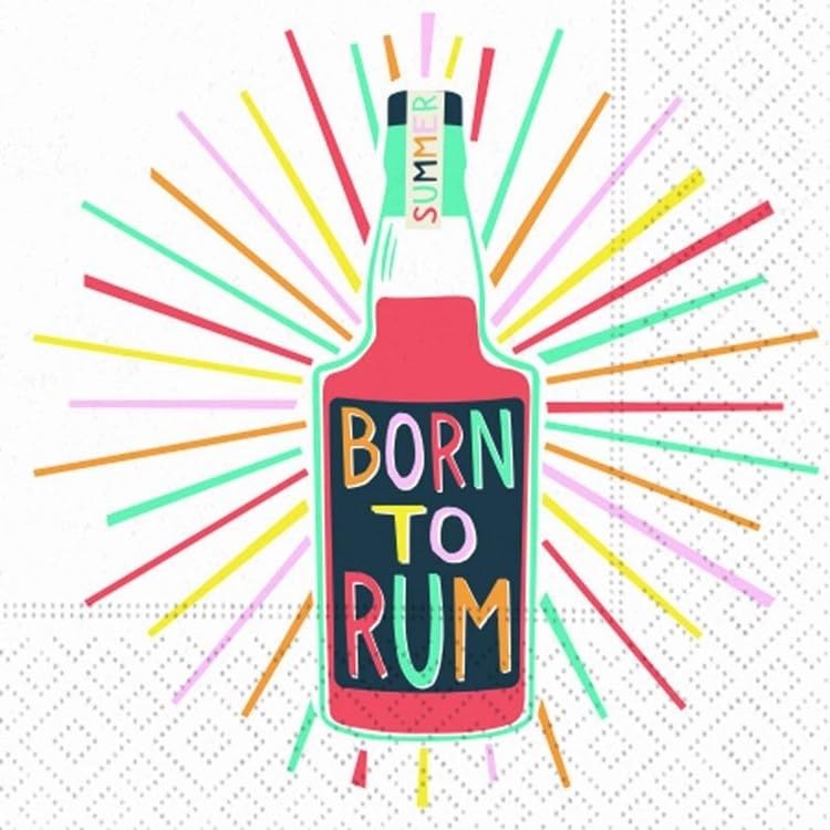 DESIGN DESIGN Born to Rum Beverage Napkin, Party Supplies