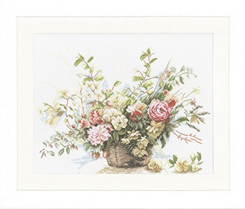 Counted Cross Stitch Kit: Basket Roses (Linen)