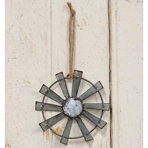 CWI Gifts Metal Windmill Ornament with Jute Hanger, 4 inch