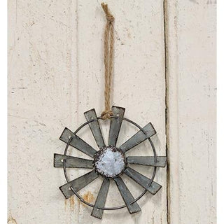 CWI Gifts Metal Windmill Ornament with Jute Hanger, 4 inch