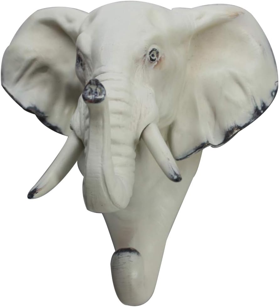 Comfy Hour Symmetric Geometric Animal Hook Collection Decorative Elephant Single Clothes Hook Wall Hanger, 7-inch Polyresin