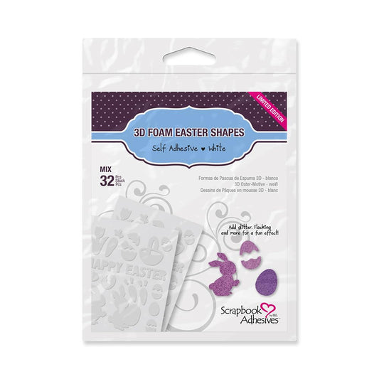 Scrapbook Adhesives by 3L Foam Embellishment Shapes, Easter Theme (32 Pcs), Mixed, White