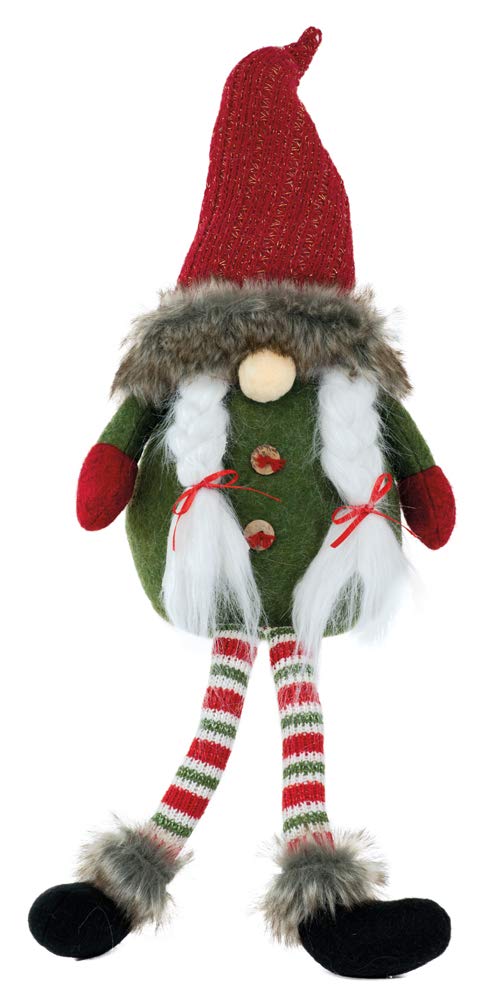 Boston International Christmas Tabletop Gnome Figurine, 9 x 15.5-Inches, Dangling Legs Clover