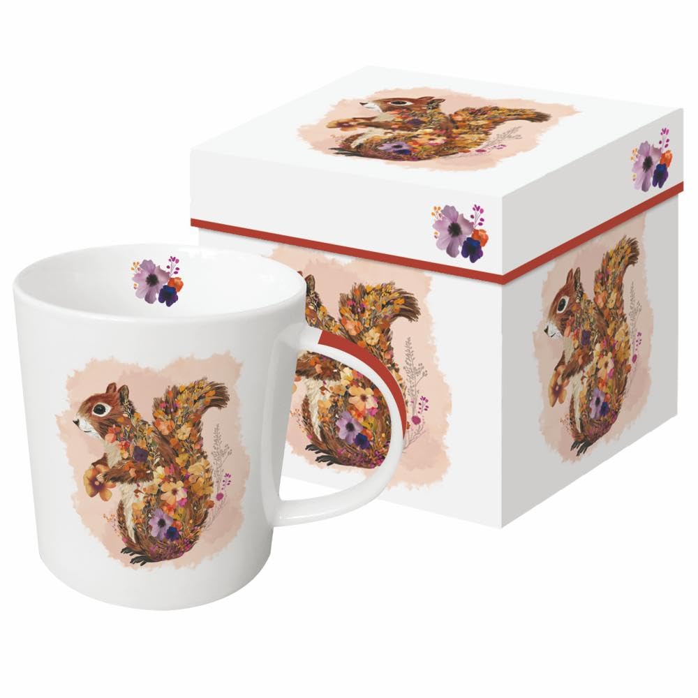 Paperproducts Design Regency Squirrel Mug in Gift Box, 13.5-Ounces, Multicolor, New Bone China