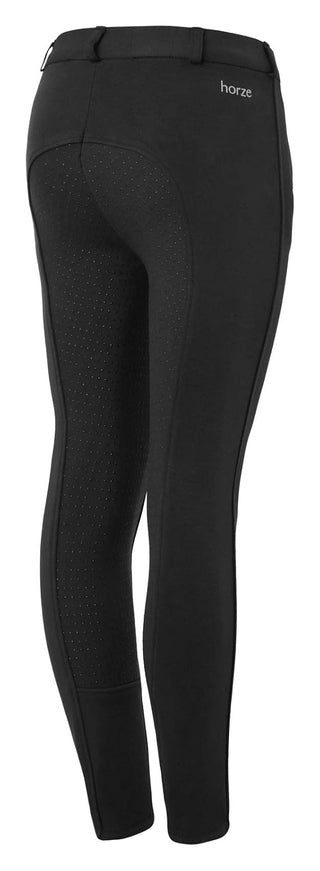 HORZE Active Kids' Unisex Silicone Grip Full Seat Horseback Riding Breeches - Black - XS