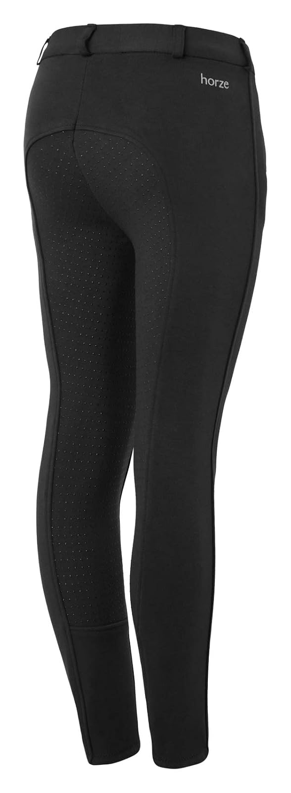 HORZE Active Kids' Unisex Silicone Grip Full Seat Horseback Riding Breeches - Black - XS