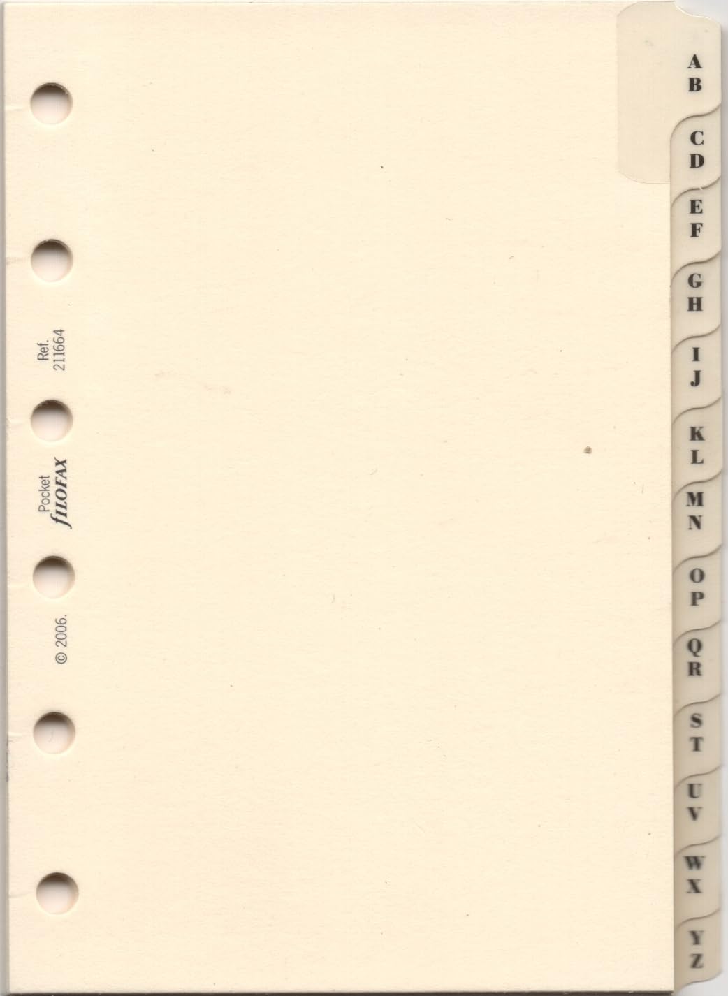 Rediform Filofax Pocket A-Z Index Cream (B211664)