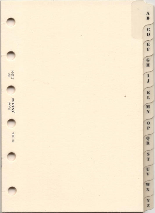 Rediform Filofax Pocket A-Z Index Cream (B211664)
