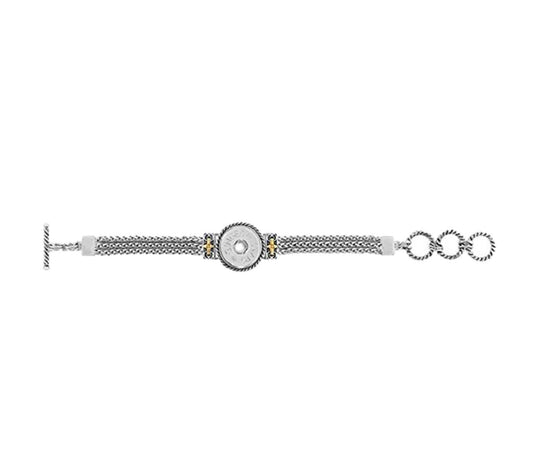 TGB Brands Ginger Snaps Mixed Metal Townsend Bracelet| Adjustable & Customizable Snap Jewelry Collection | Choose Your Own Button Charms for Necklaces & Bracelets | Standard Size | SN96-09