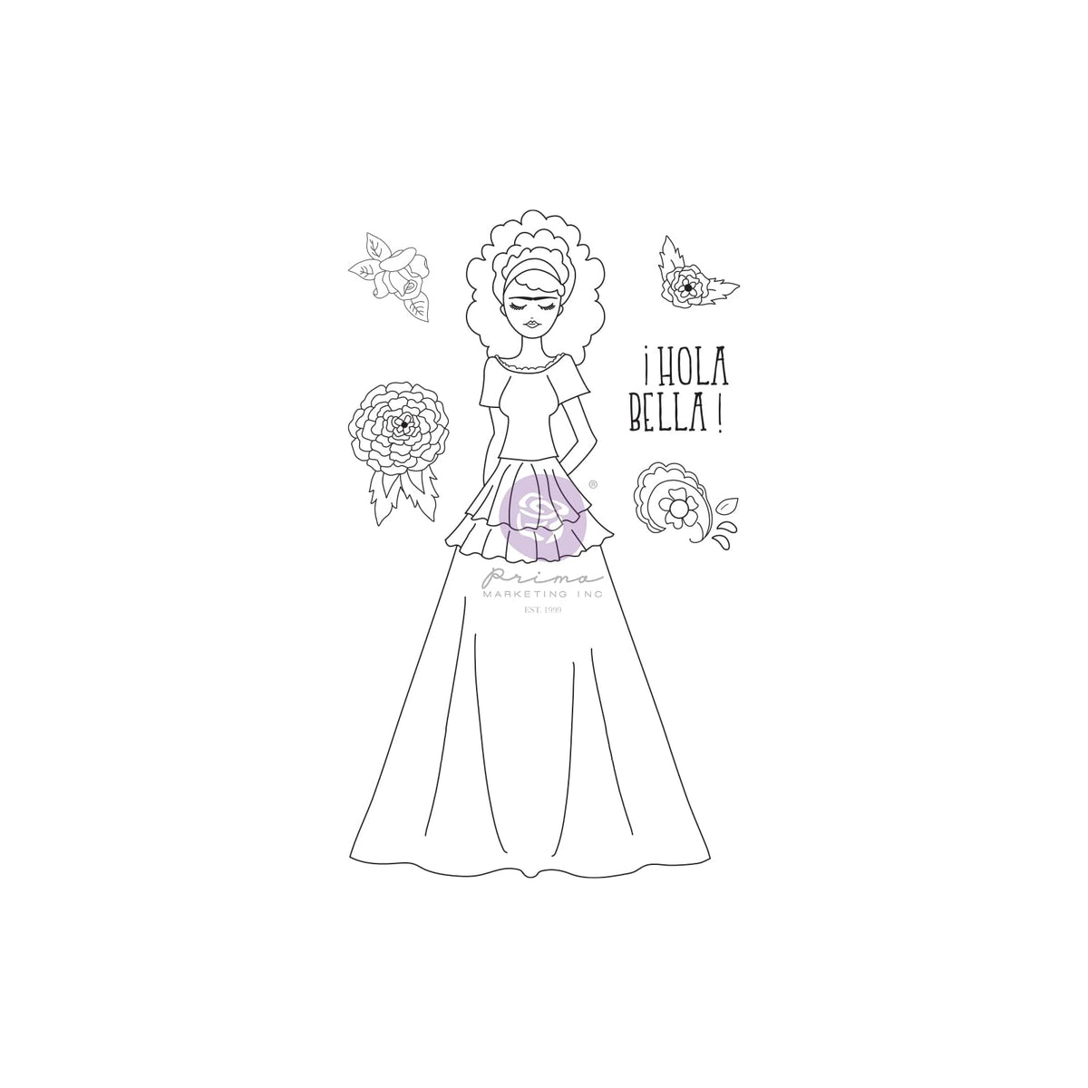 PRIMA MARKETING INC Rubber Stamp, Julie N Doll Stamp - Milagros - 6 pcs, Multico