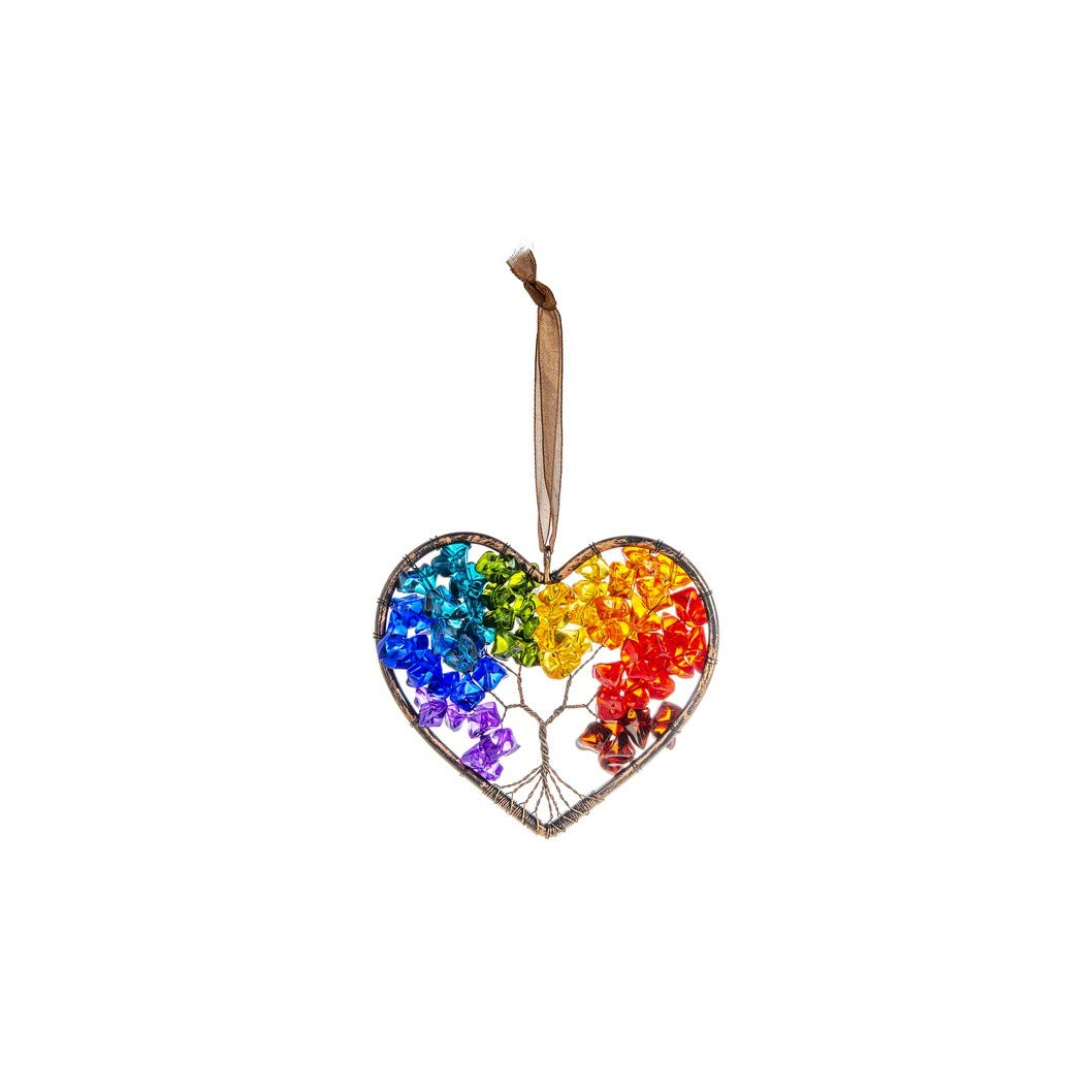 Ganz Hanging Ornament, 33/4" W. x 31/2" L., Heart Rainbow Tree of Life