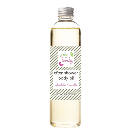 Green+Lovely Body Oil Moisturizer After Shower Premium Certified Organic Moisture For Dry Skin Vitamin E Moisturizing Oils, 8 Fl Oz, Calendula Vanilla