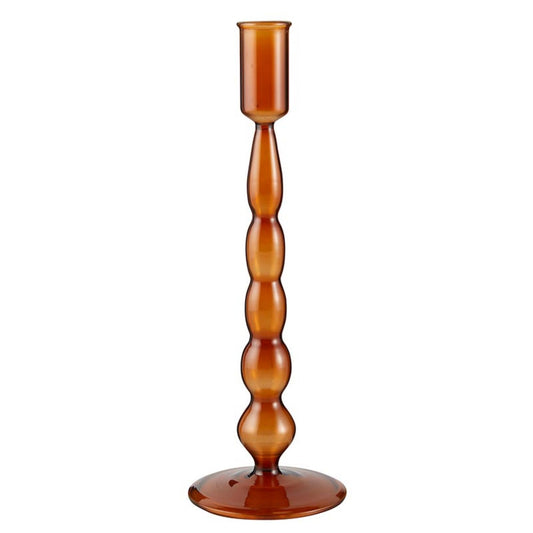 47th &amp; Main Holder for Taper Candle Glass Candlestick Candleholder, Large, Amber