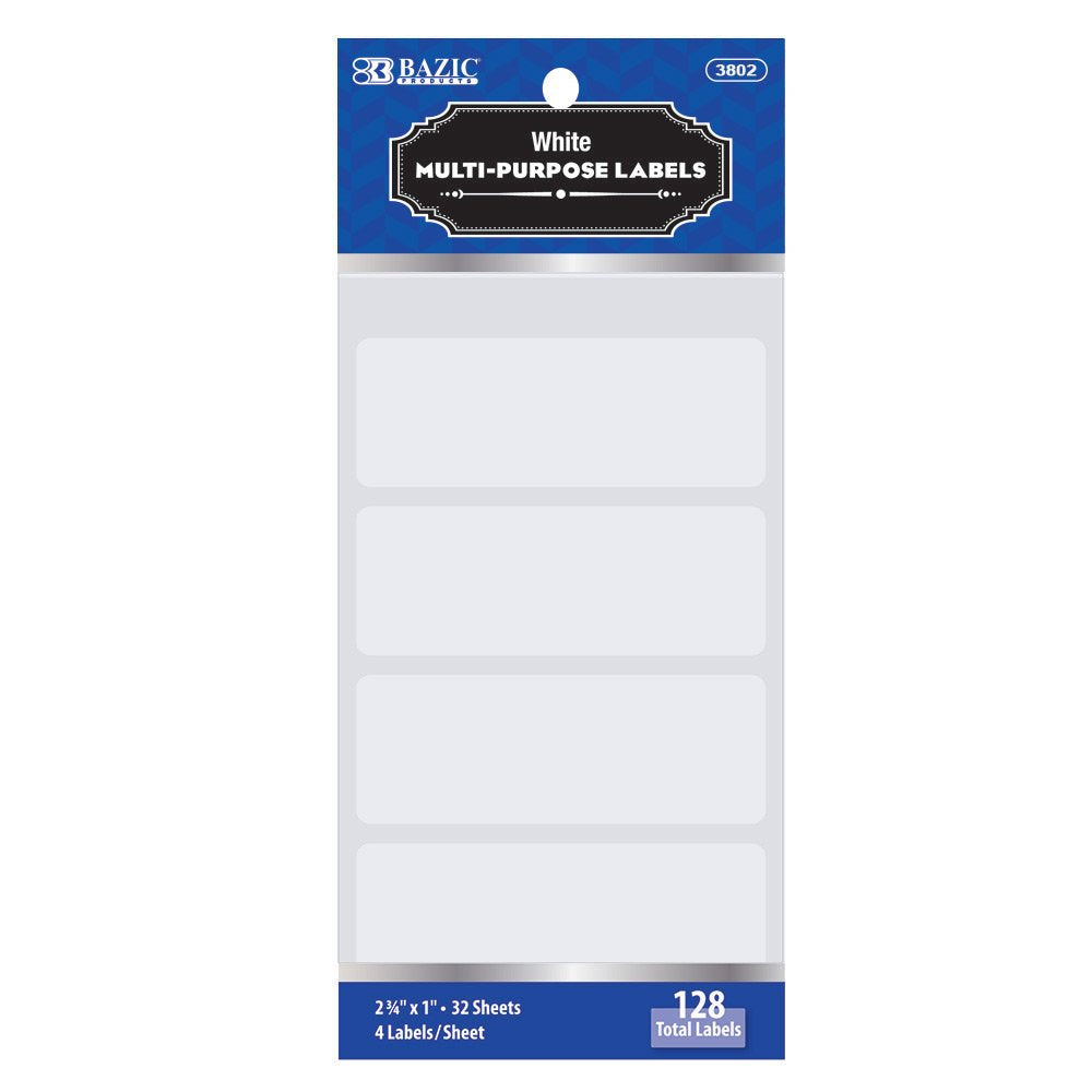 BAZIC 2 3/4" X 1" White Multipurpose Label (128/Pack)