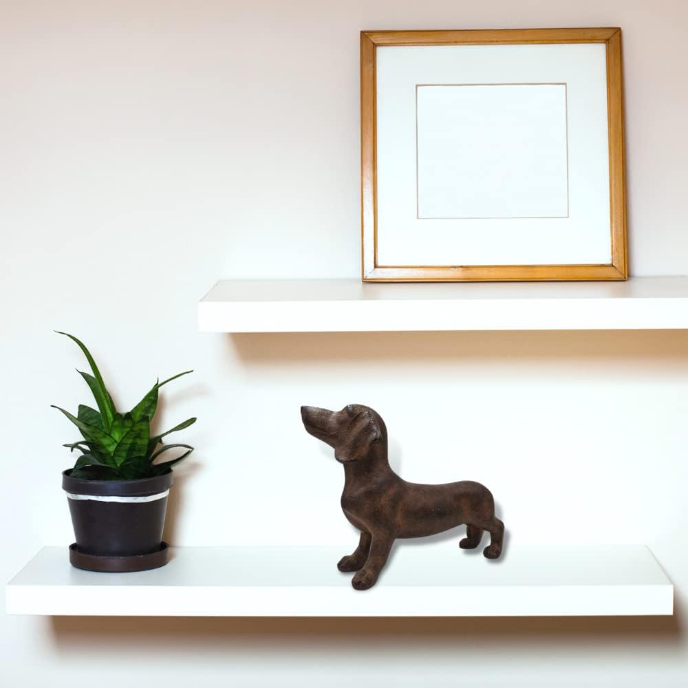 Comfy Hour Doggyland Collection 8" Standing Dachshund Dog Decoration, Copper Rust Effect, Antique Style, Polyresin