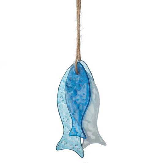 Midwest-CBK Sea Glass Hanging Fish Ornaments - Set of 4