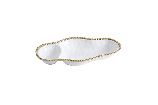Pampa Bay Porcelain 2-Section Serving Tray Platter (Gold)