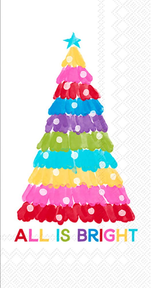 Boston International IHR 3-Ply Guest Towel Buffet Winter Holiday Christmas Paper Napkins, 16-Count, Jolly Tree