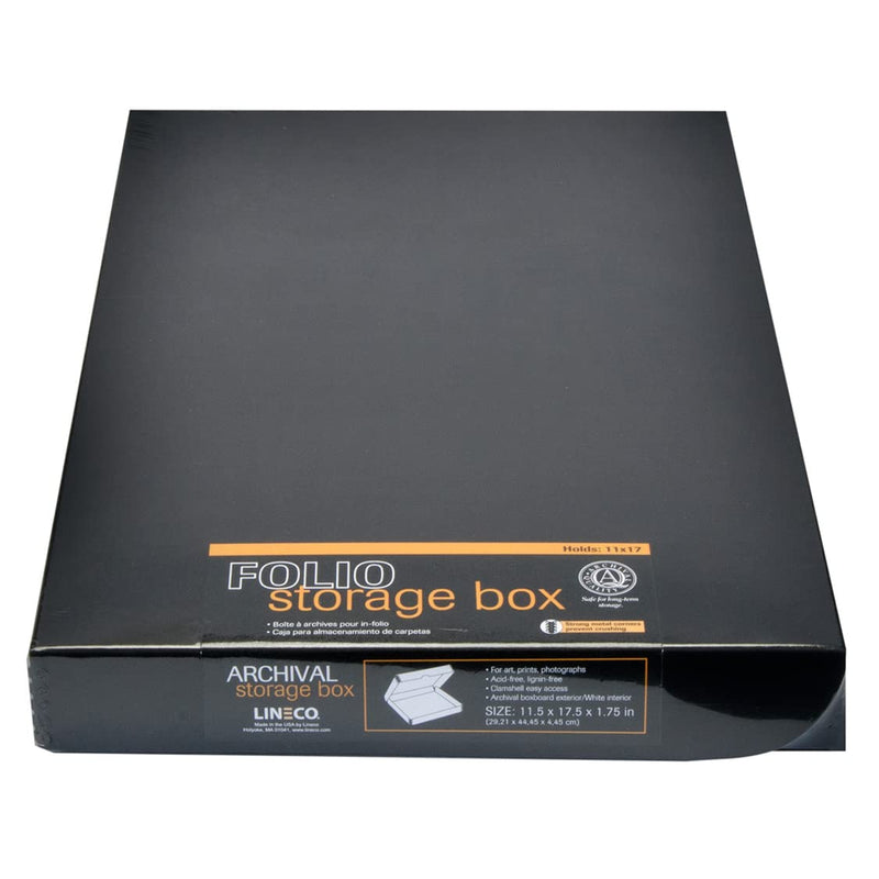 Lineco Clamshell Archival Folio Storage Box 11x17 Inch Size, Black Color Custom LIN-717-1117