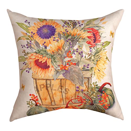 Sunflowers and Pumpkins Poly Fiber Climaweave Pillow with Multi Finish SLSAP