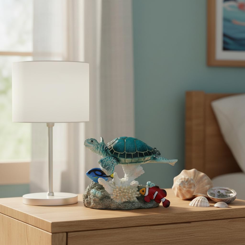 Comfy Hour Ocean Voyage With Sea Turtles Collection Resin 5" Marine Animals Coral Turtle Clownfish Desktop Decoration