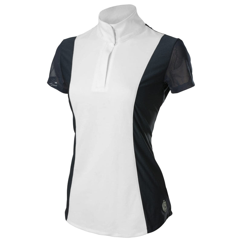 Equinavia Martha Womens Equestrian Short Sleeved Show Shirt - Navy/White - M