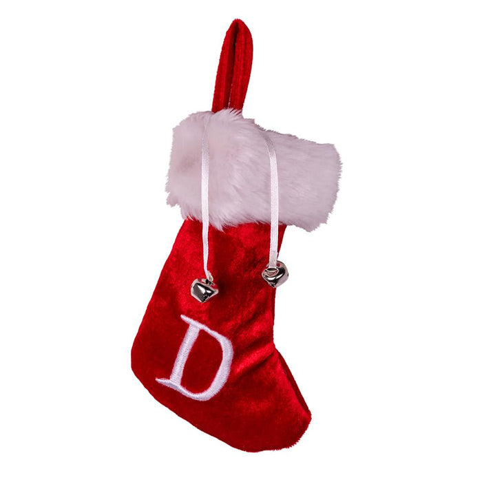 Kurt Adler 7" Red and White Monogram "D" Mini Christmas Stocking