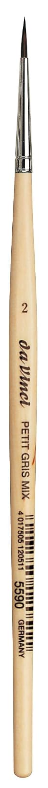Gregory Daniels Fine Arts da Vinci Watercolor Series 5590 Petit Gris Mix Paint Brush, Round Russian Blue Squirrel Hair/Synthetic Mix with Lacquered Non-Roll Handle, Size 2 (5590-02)
