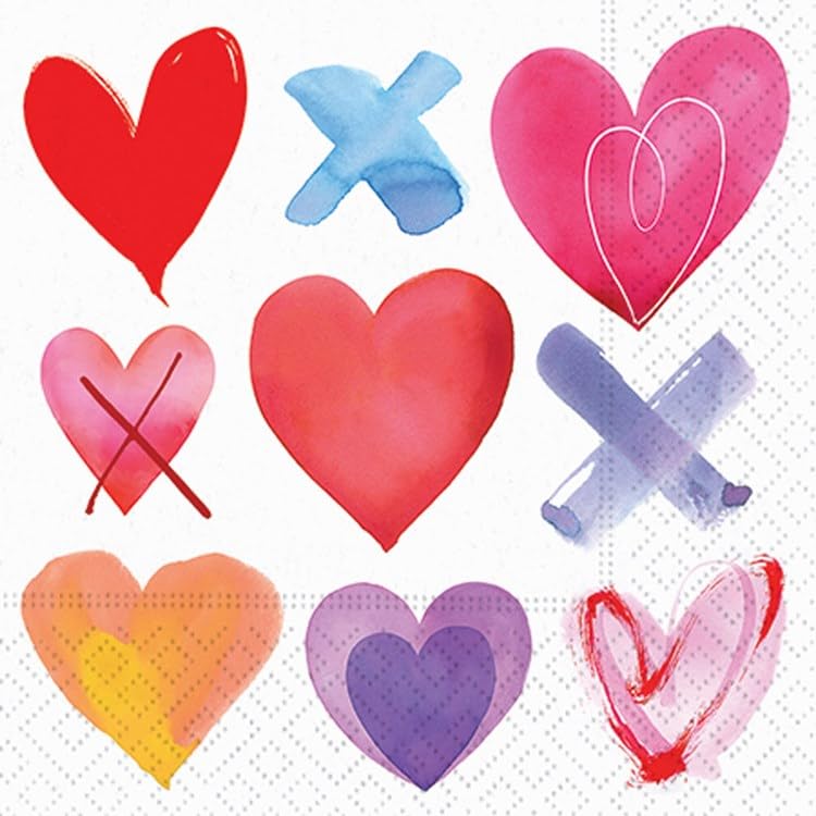 DESIGN DESIGN Colorful Hearts Beverage Napkin, Party Supplies