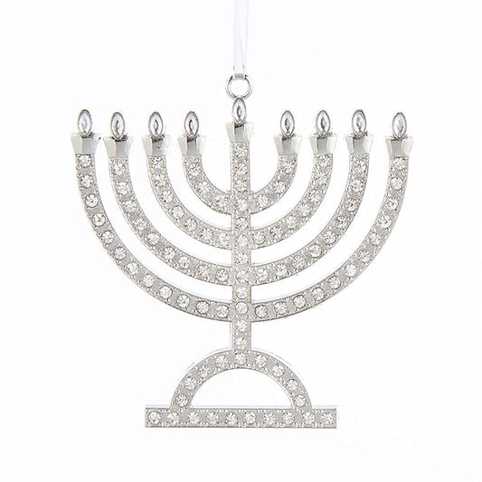 Kurt Adler 3.75-Inch H Metal Menorah with Rhinestones Ornament