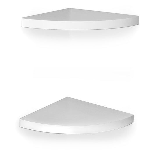 Danya B. XF11115-2W Small Floating Wall Mount Laminate Wood Corner Wall Radial Shelves (Set of 2) √ê White