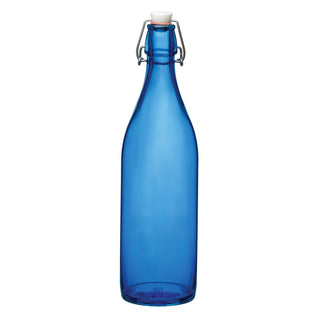 Comfy Hour 33.75 Oz Blue Glass Bottle, Swing Top Italian Carafe