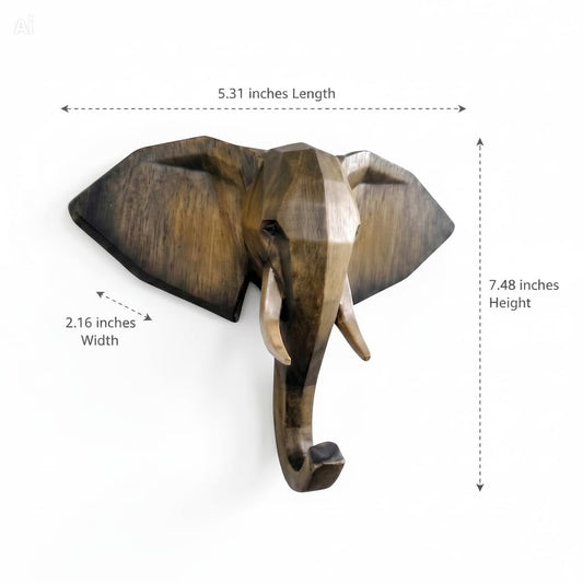 Comfy Hour 7" Elephant Single Coat Hook Clothes Rack Decorative Wall Hanger, Brown