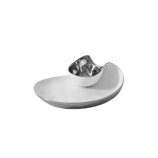 Pampa Bay Dishware Bowl, 12.5 x 10 x 4 Inch, Silver