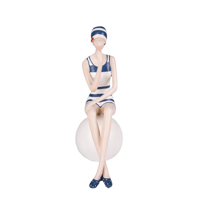 Beachcombers Resin Lady on Ball Blue with White Suit