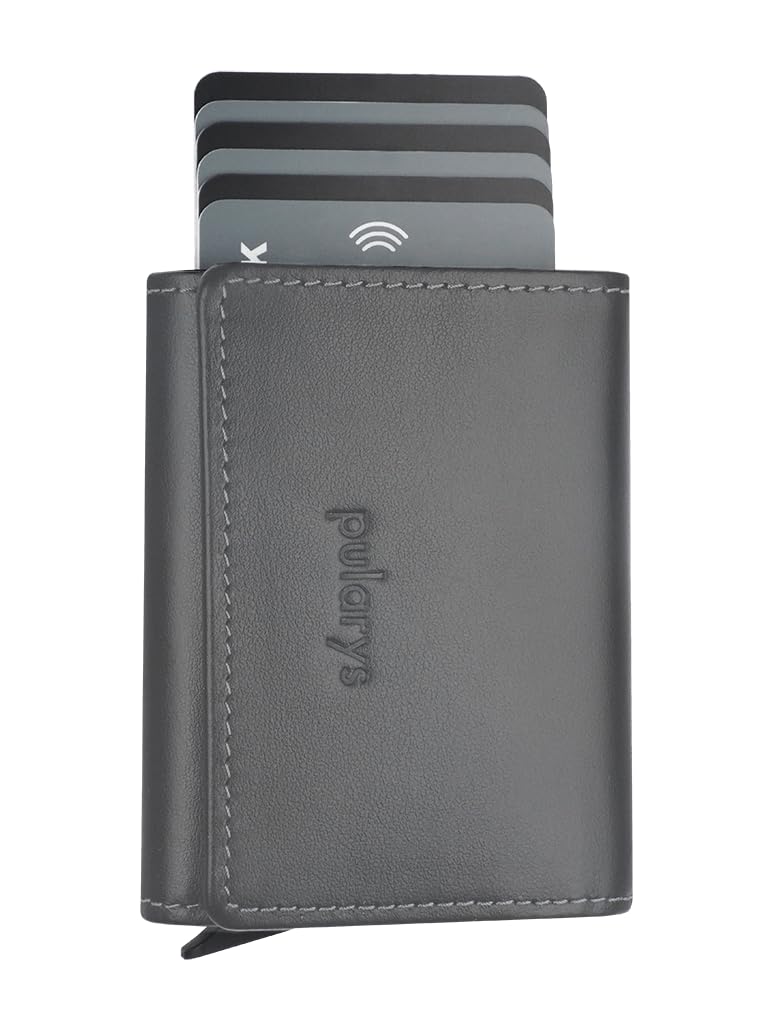 PULARYS Mini Wallet BOSTON - Multifunckion Credit Card Case - Italian Leather - RFID blocking - Size: 7.5 x 9.5 x 2.5 cm - Space for up to 10 Cards - Snap Fastener - Classic Design