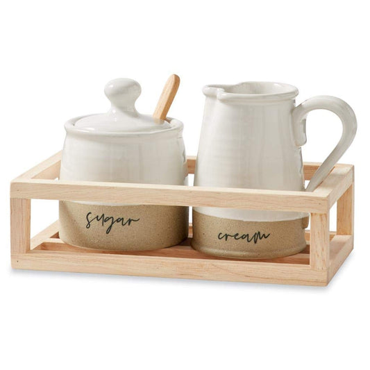 MUD PIE CREAM AND SUGAR,Cream and Sugar 3.75" tall; sugar 3" in diameter cream 2.75" diameter, Stoneware