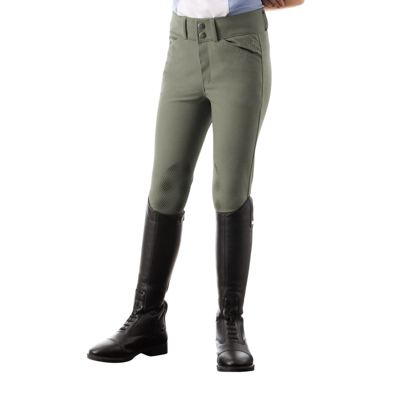 Equinavia Tuva Kids Mid Rise Traditional Knee Patch Breeches - Sage Olive - Large