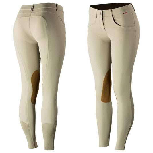 B Vertigo Melissa Women's Leather Knee Patch Breeches Beige 32