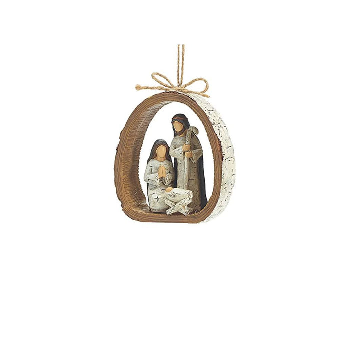 burton + BURTON Birch Bark Ring Resin Holy Family Resin Ornament, a Dozen, Multicolor