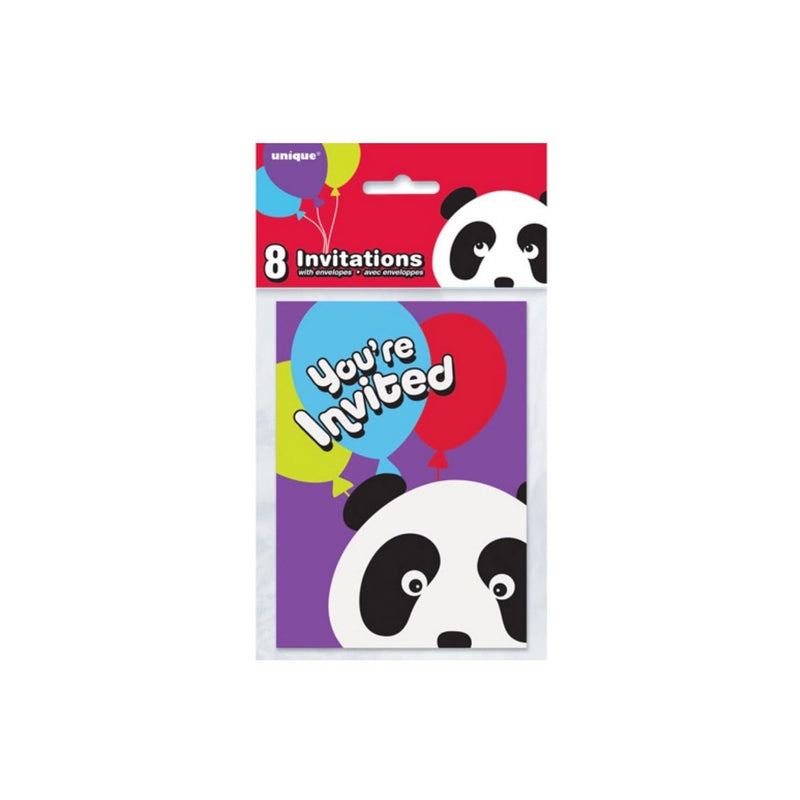 Vibrant Birthday Panda Invitations - 8.38&quot; x 4.5&quot; (8-Pack) – Stunning Multicolor Design &amp; Premium Quality Cardstock, Perfect For Memorable Milestone Celebrations