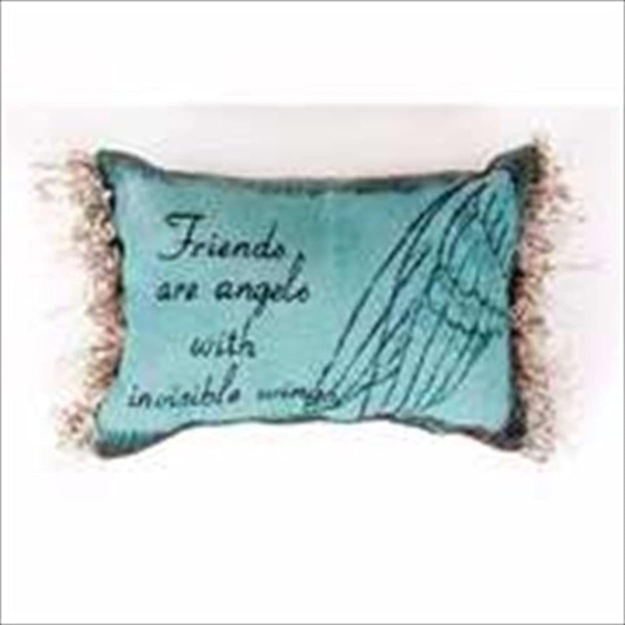 Manual 12.5 x 8.5-Inch Decorative Embroidered Word Pillow with Fringe Friends are Angels
