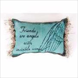 Manual 12.5 x 8.5-Inch Decorative Embroidered Word Pillow with Fringe Friends are Angels
