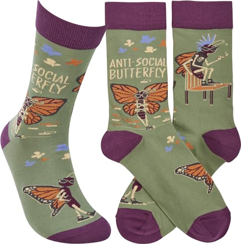 Primitives by Kathy Socks - Anti-Social Butterfly, One Size, Unisex, LOL Collection