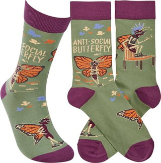 Primitives by Kathy Socks - Anti-Social Butterfly, One Size, Unisex, LOL Collection
