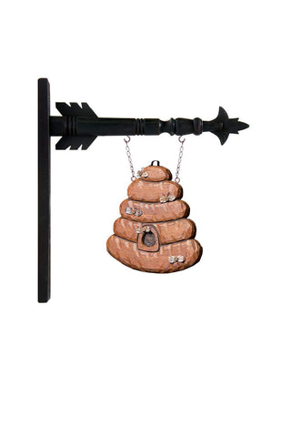 K&K Interiors B1704 Hanging Bee Hive Decorative Replacement Sign for Arrow Hanger, 14.00 x 2.00 x 12.00