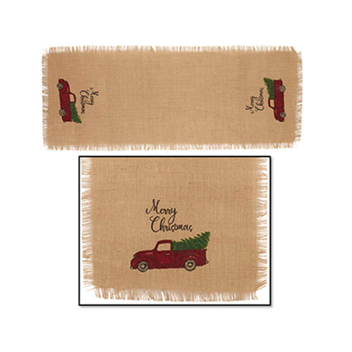 The Country House Collection 'Merry Christmas' Vintage Truck Burlap Table Runner