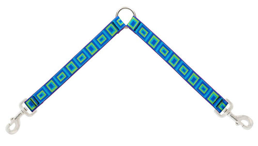 Coupler for Walking Two Medium or Larger Dogs Together, 1" Wide Sea Glass Design by Lupine, 24" Long