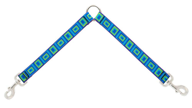Coupler for Walking Two Medium or Larger Dogs Together, 1" Wide Sea Glass Design by Lupine, 24" Long