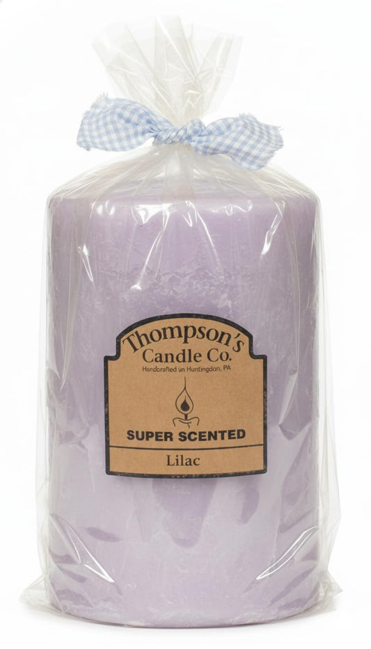 Thompson's Candle Co Super Scented LG (44 oz) Pillar 200 Hrs "Lilac"